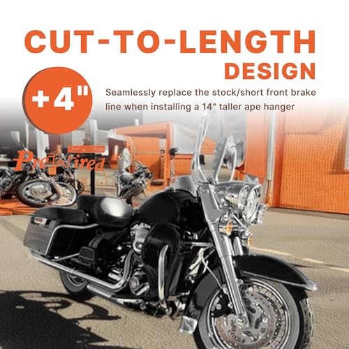 Front Brake Line 14″ Handlebars Extension Brake Cable NO ABS for Harley 2014