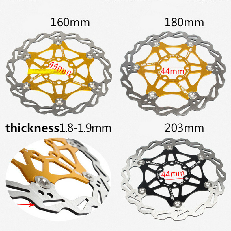 SNAIL Bicycle Disc Brake Rotor MTB Road Bike Floating Rotor 160/180/203mm 6 Bolt