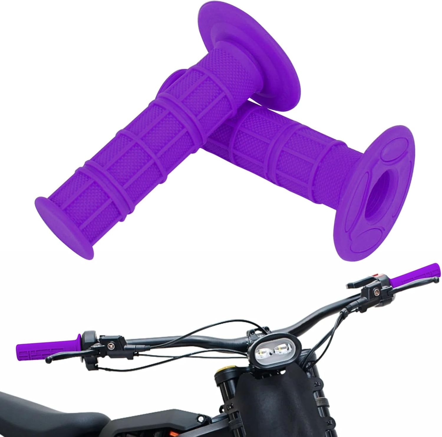Dirt Bike Handlebar Grips 7/8″ Rubber Handle Grips Universal for Color: purple