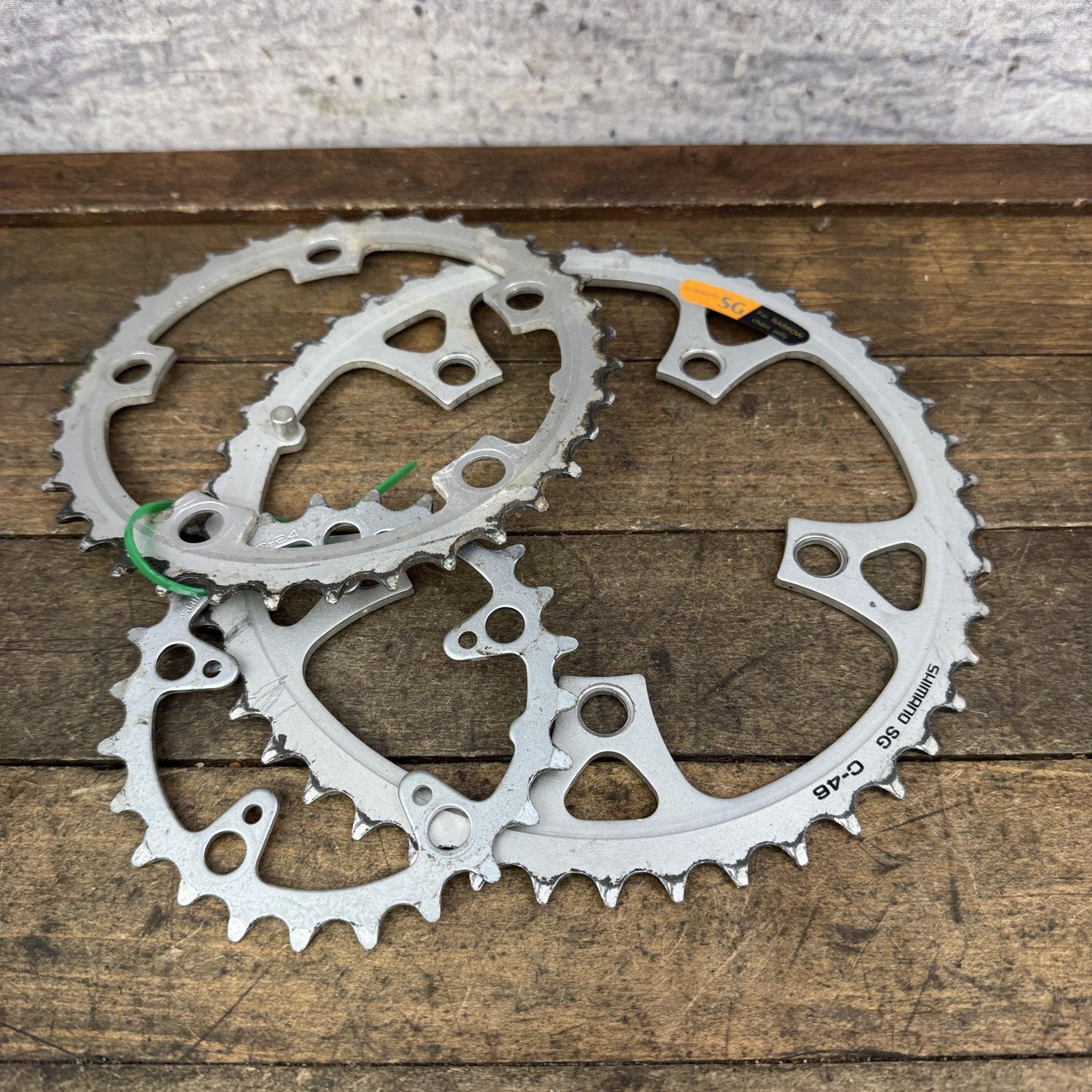Vintage Shimano SG 46/36/24T Chainring Set 110/74 BCD Silver MTB Triple Deore