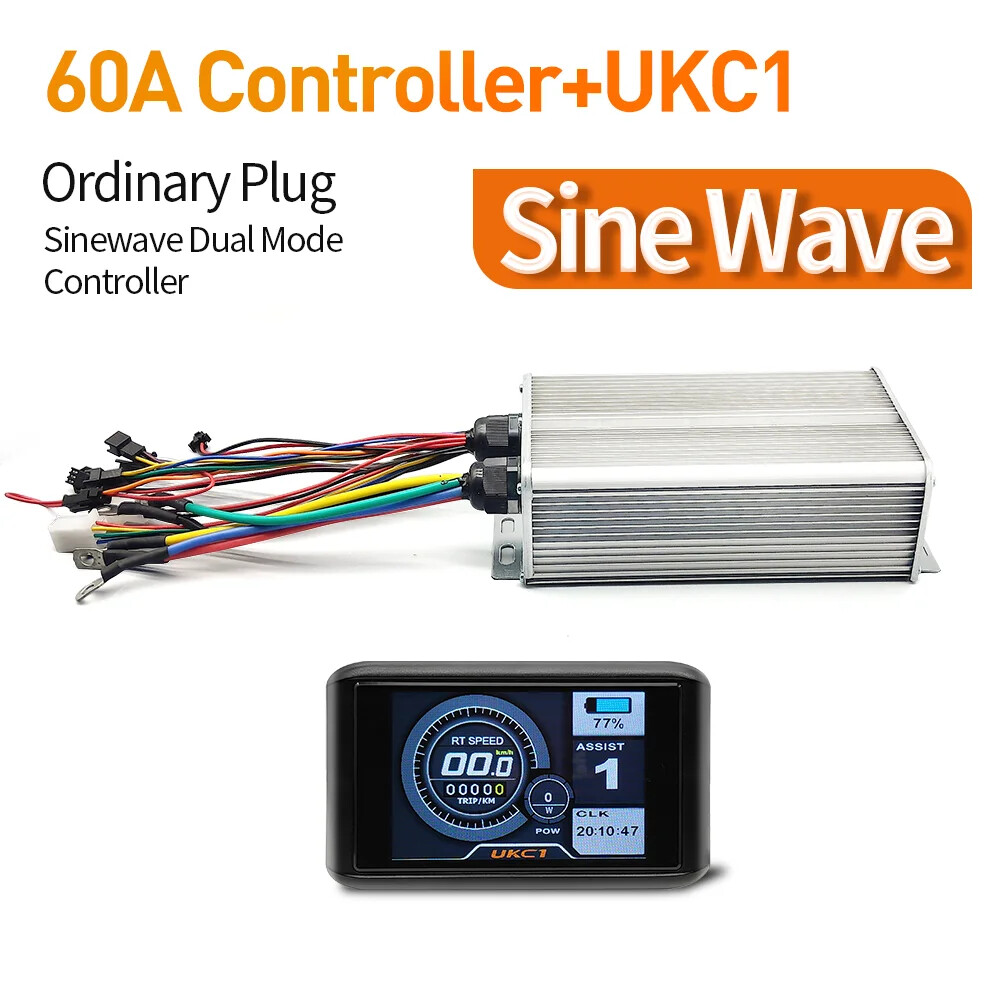 1000W 1500W 2000W 3000W MTB Ebike 60A Sinewave Dual Mode Controller LED Display