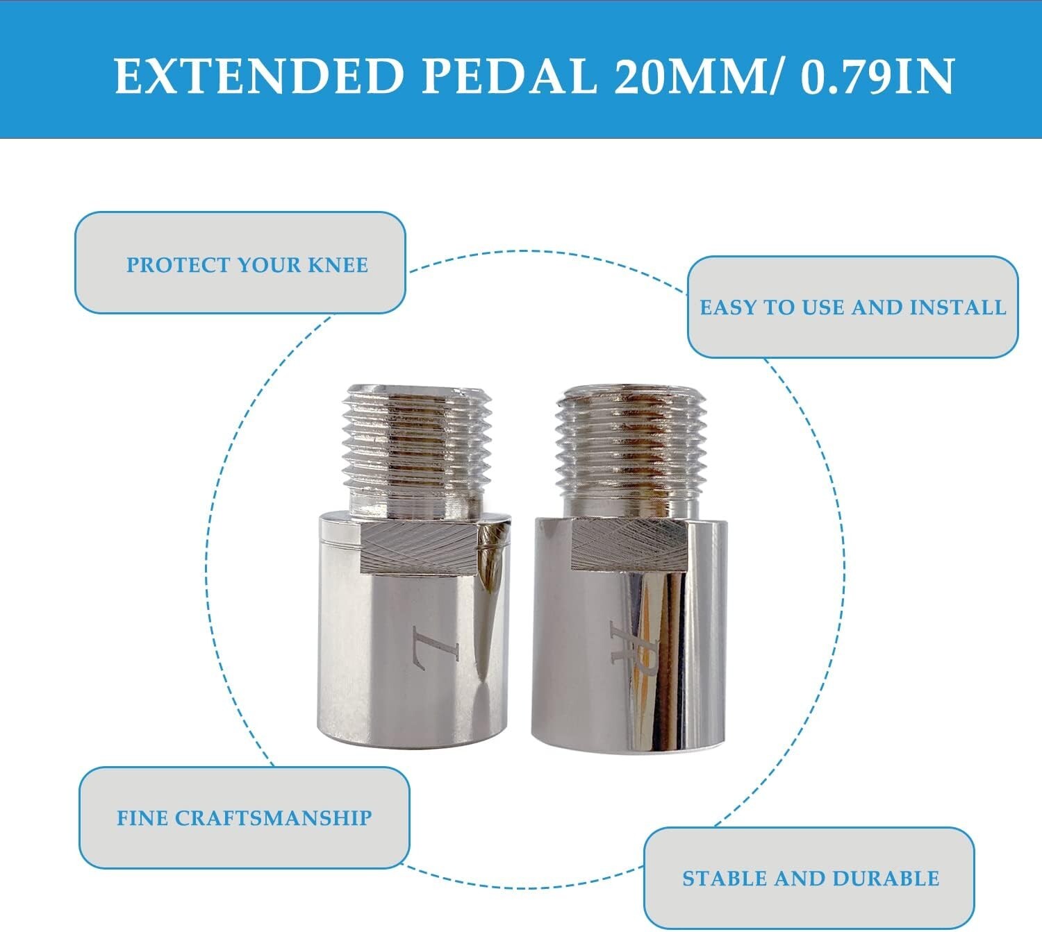 Bike Pedal Extenders Steel 20mm Anti-Rust Adjustable Comfort Multi-Use