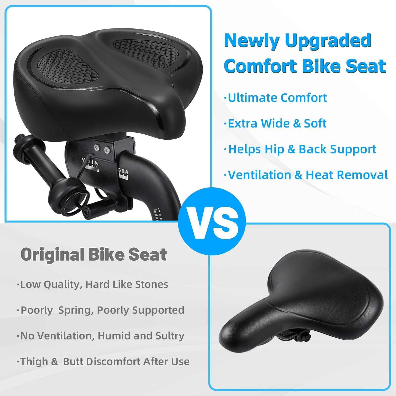 CDYWD Oversized Bike Seat for Men & Women Comfort Wide, Soft Padded Bicycle S…