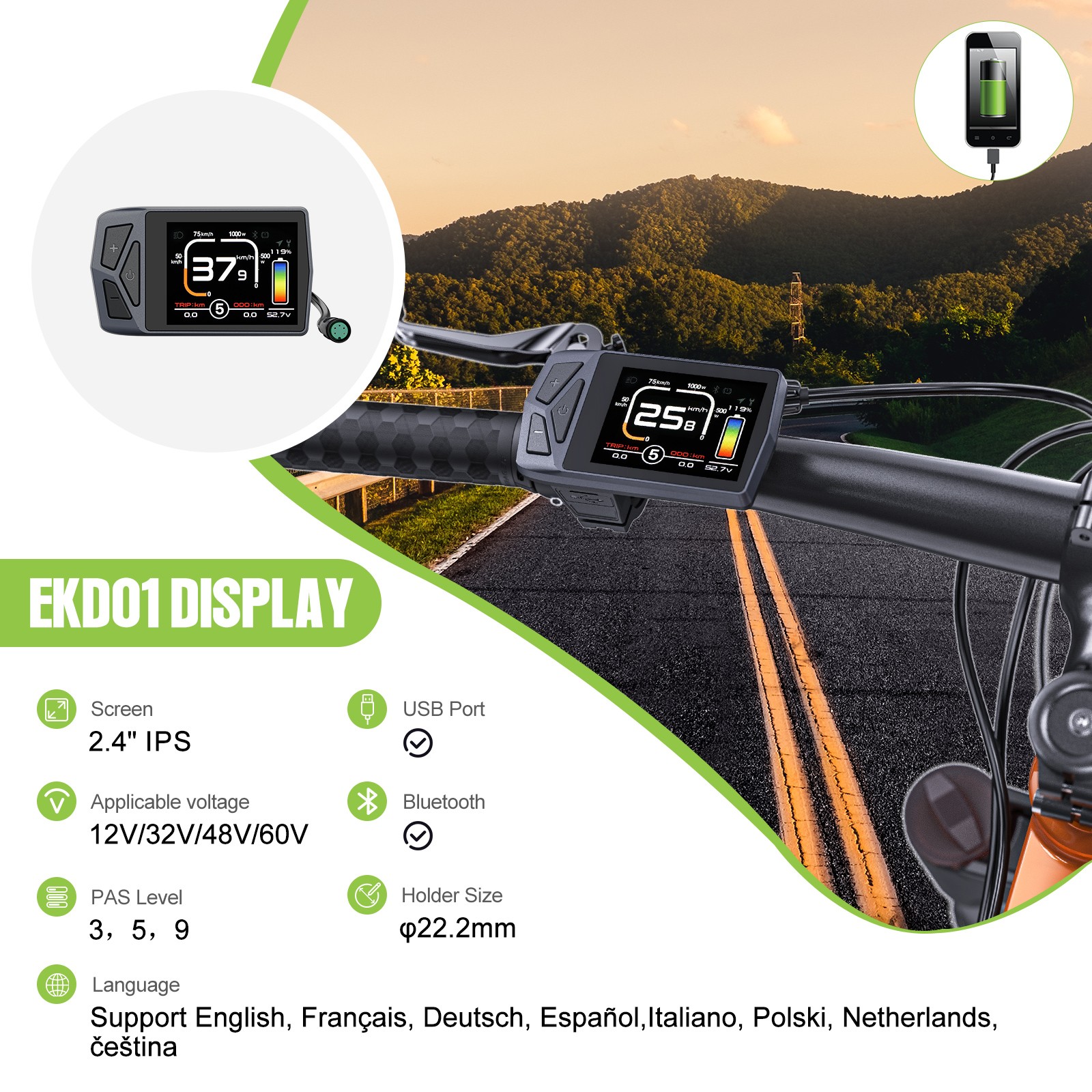 BAFANG BBS01/02 BBS-HD Motor HMI Mini DM03 Display Speedometer for Electric Bike