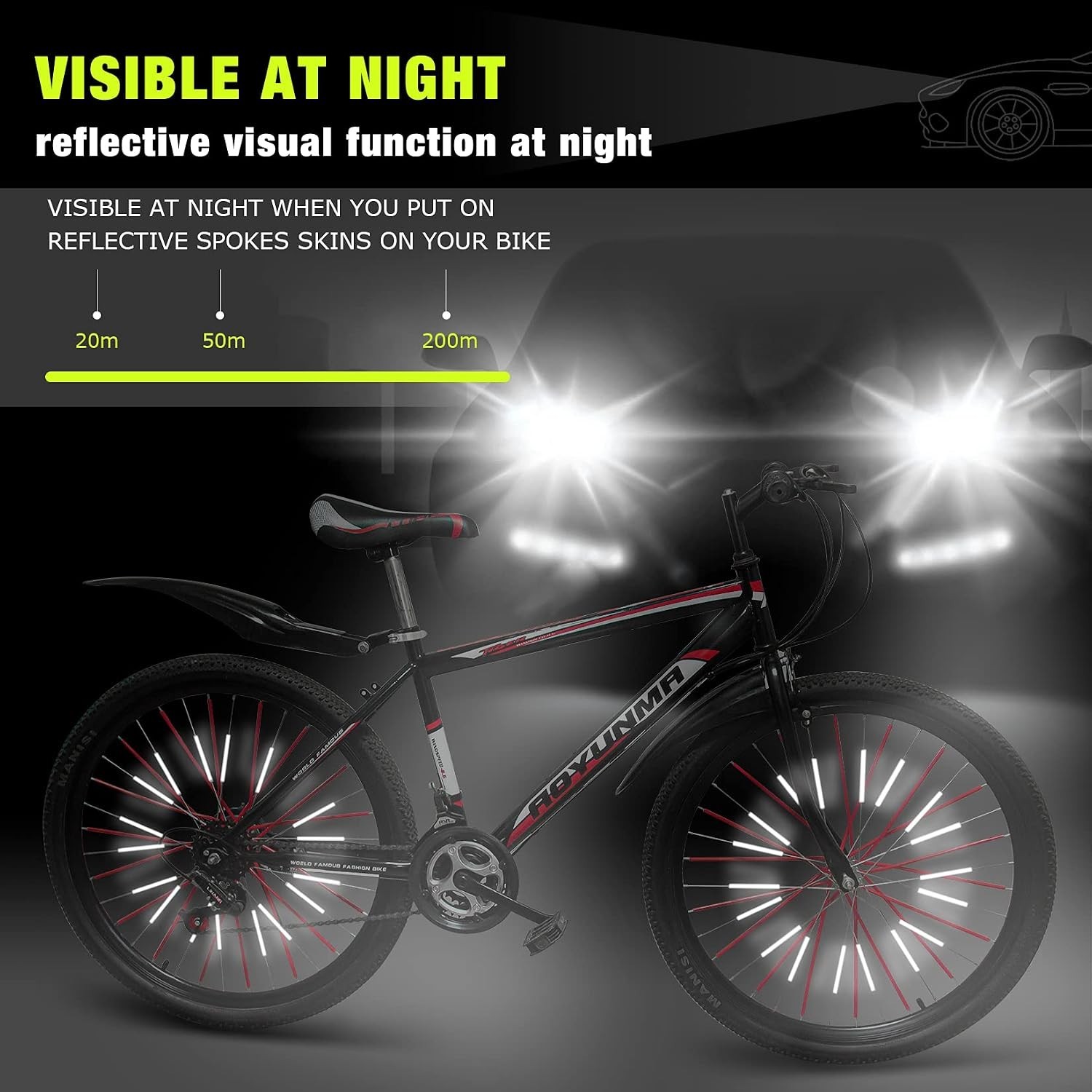 36 PCS Spokes Reflectors – Spoke Skin Spoke Covers Trim Wrap Cover Decoration…
