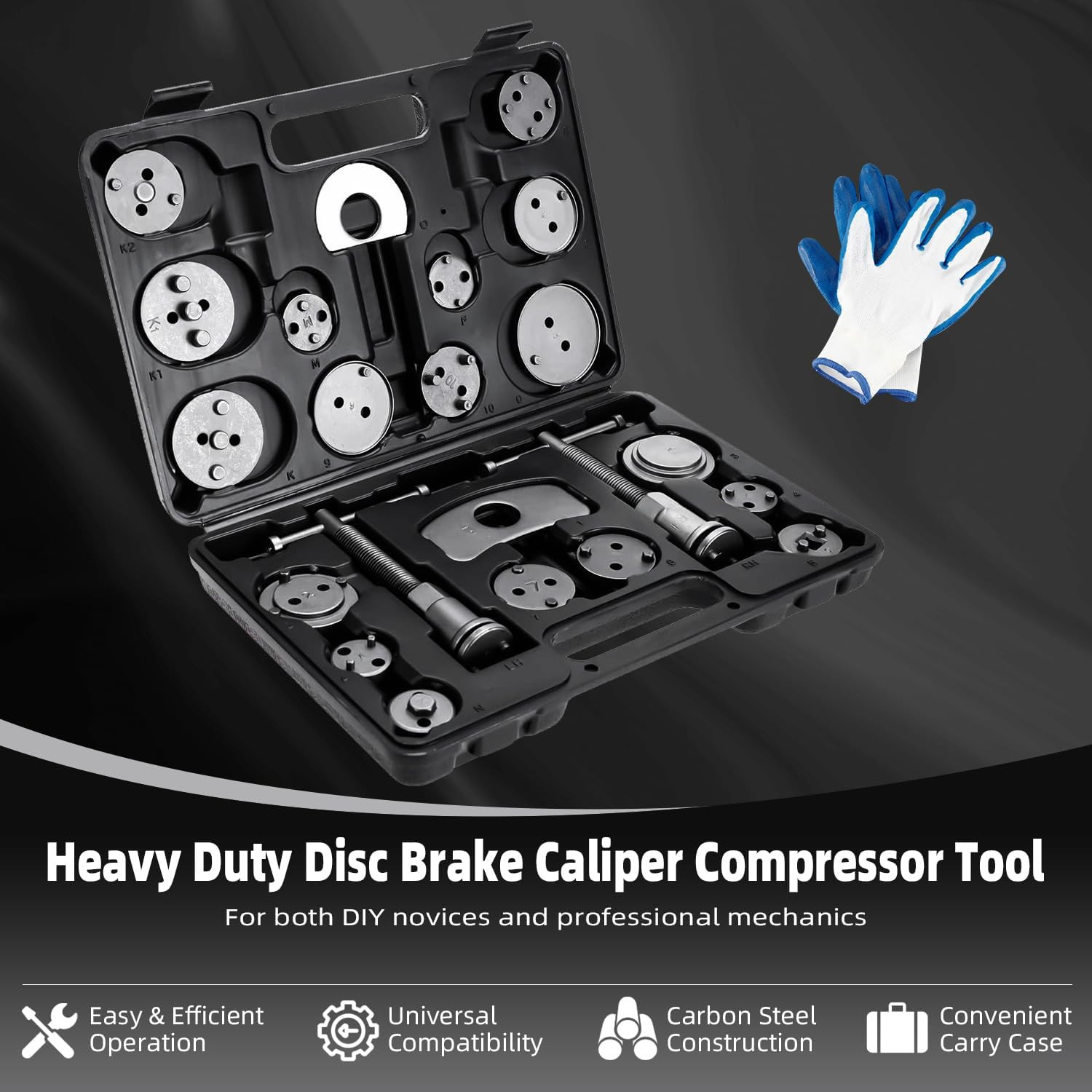 24Pcs Disc Brake Caliper Compression Wind Back Tool Kit, Heavy Duty