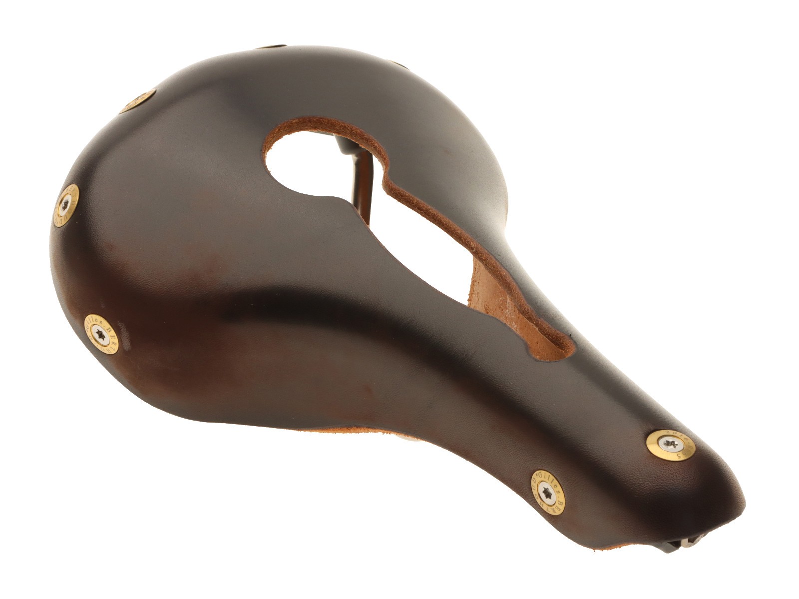 Gilles Berthoud Marie Blanque Open Saddle Steel Rails Leather Black NEW NOS