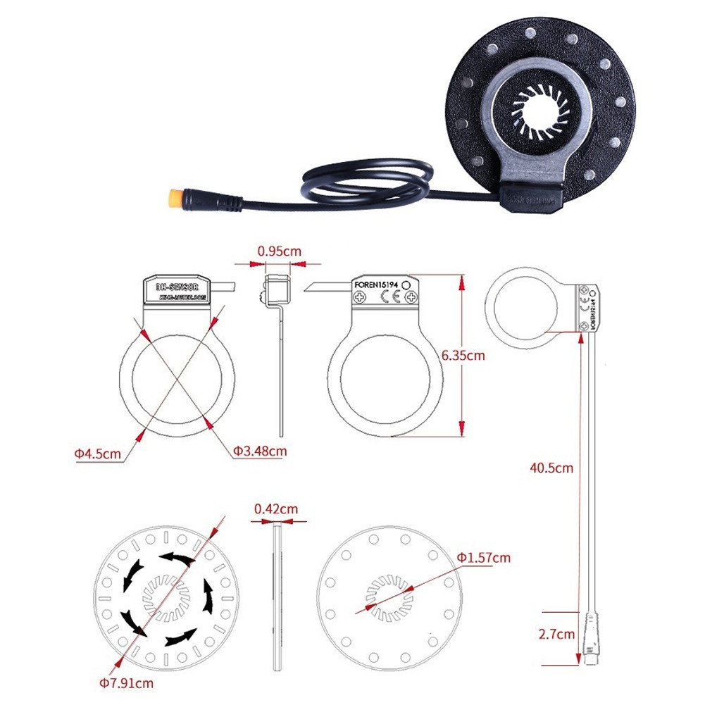 Dual Hall PAS sensor KD-2PS-L for ebike throttle with 12/8 interface support