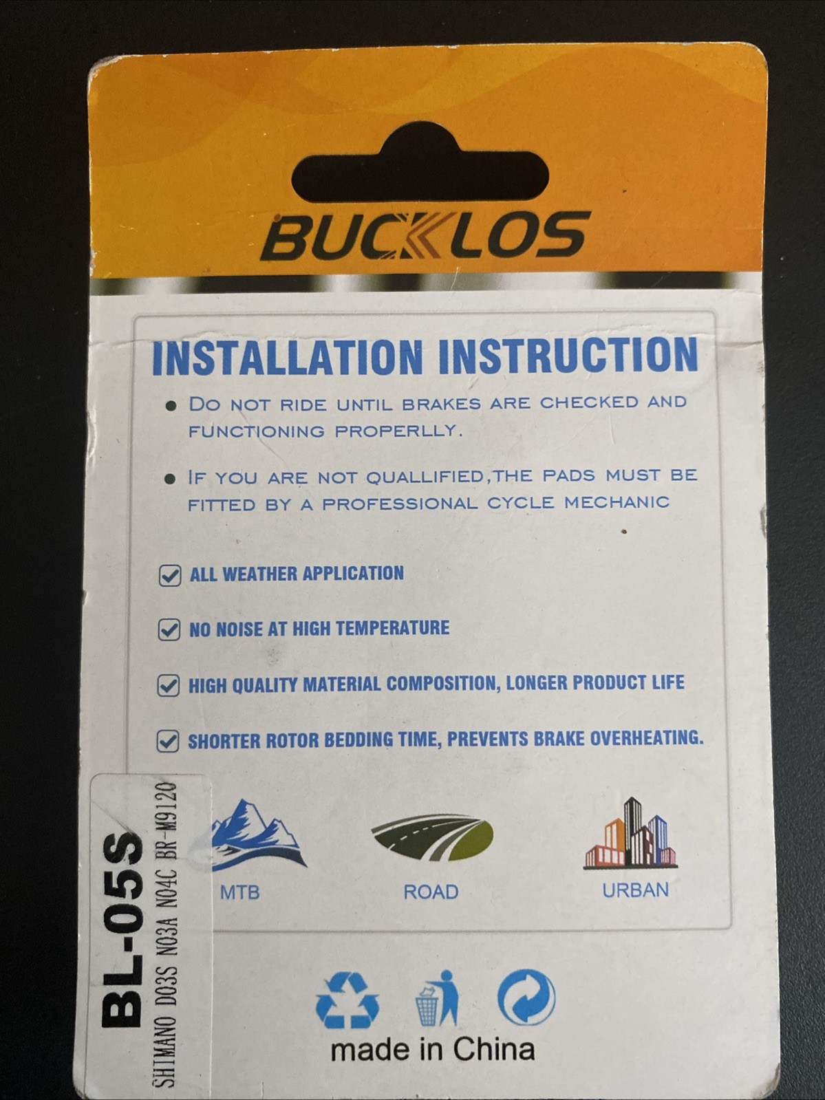 BUCKLOS BL-05S Ceramic Disc Brake Pads w/Cooling Fins fit Shimano M9120 Brakes