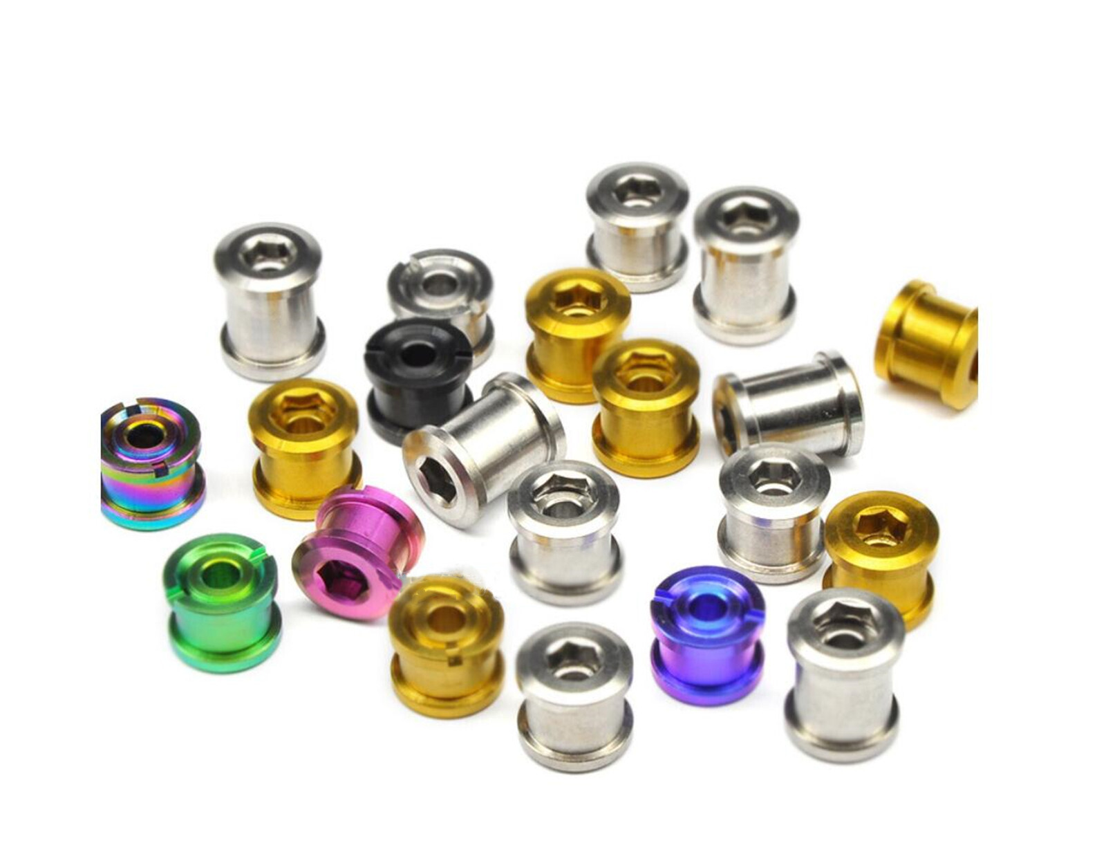 New Titanium Crankset Chainring Bolts M8 Nuts 3.5mm for Fixed Gear Track 5pairs