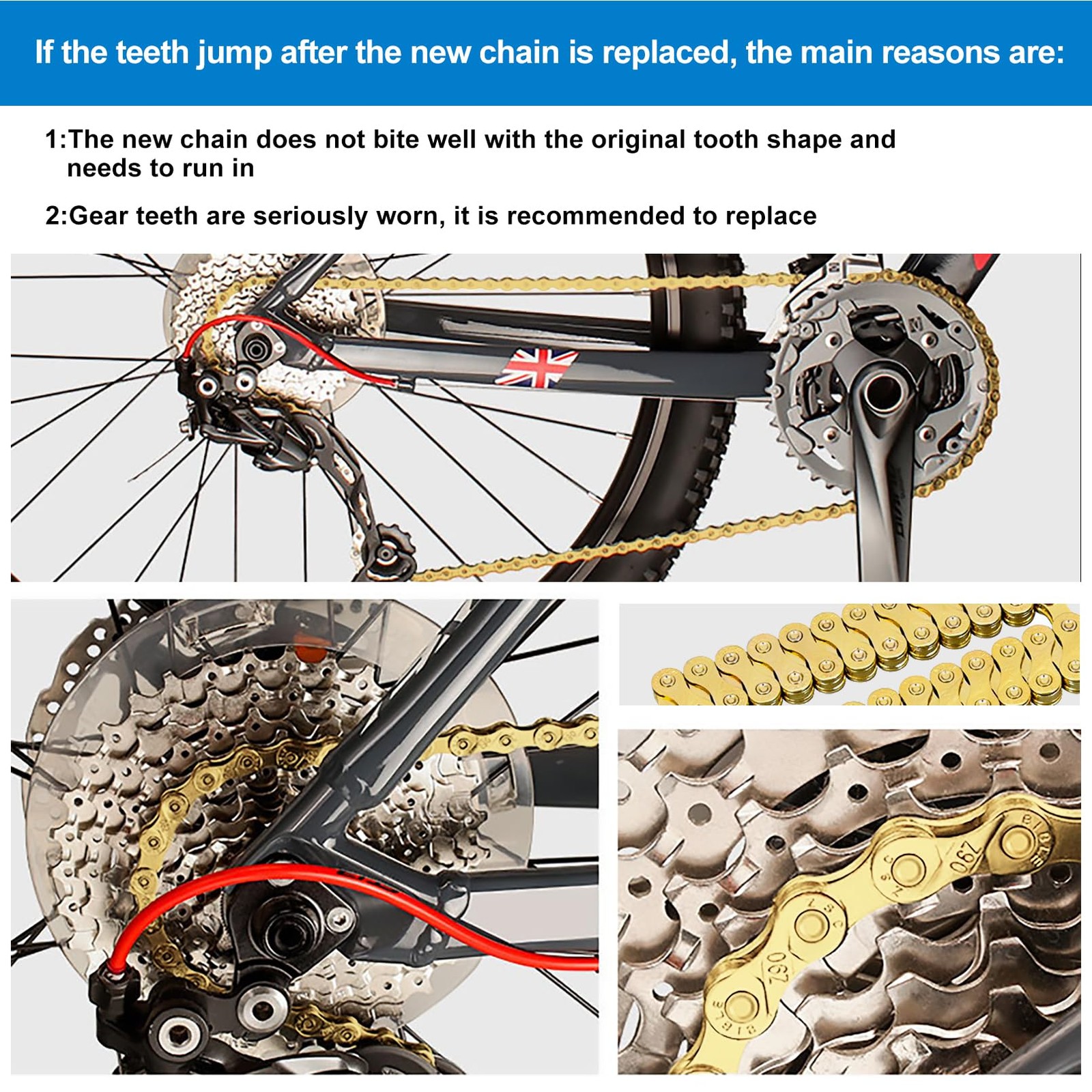 Chain 8 Speed 1/2 x 3/32 116 Links for Road Bike Mountain Bike Gold 8 Speed