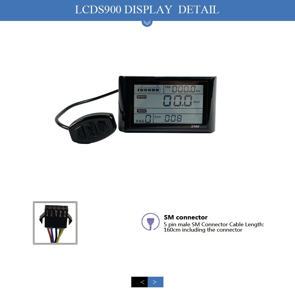 ECOTRIC S900 48V LCD Display for E-Bike 5PIN Real Time Speed&Battery Display