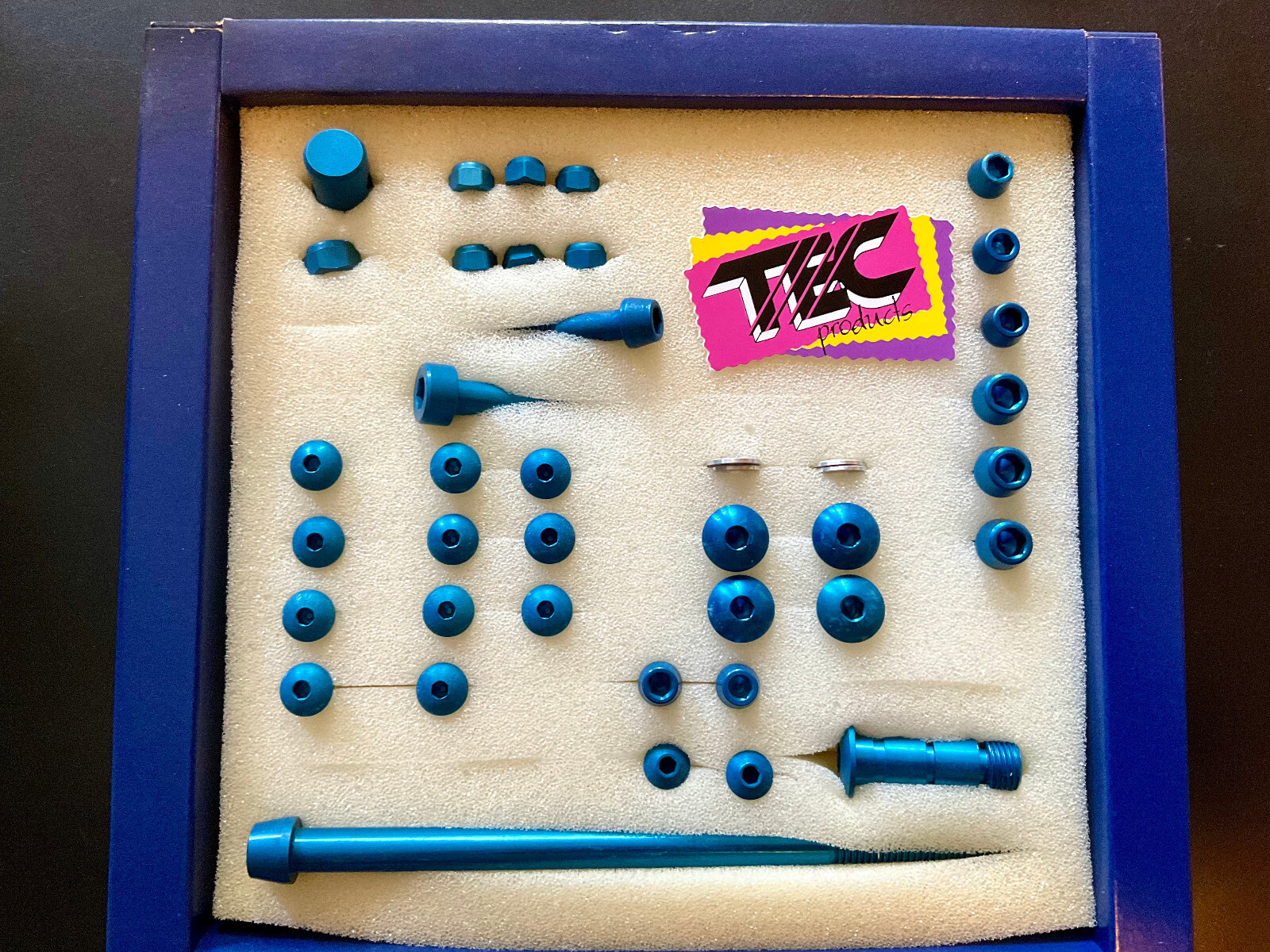 NOS TEC light AL blue screws nuts/bolt kit/set Shimano XTR old school vintage MTB