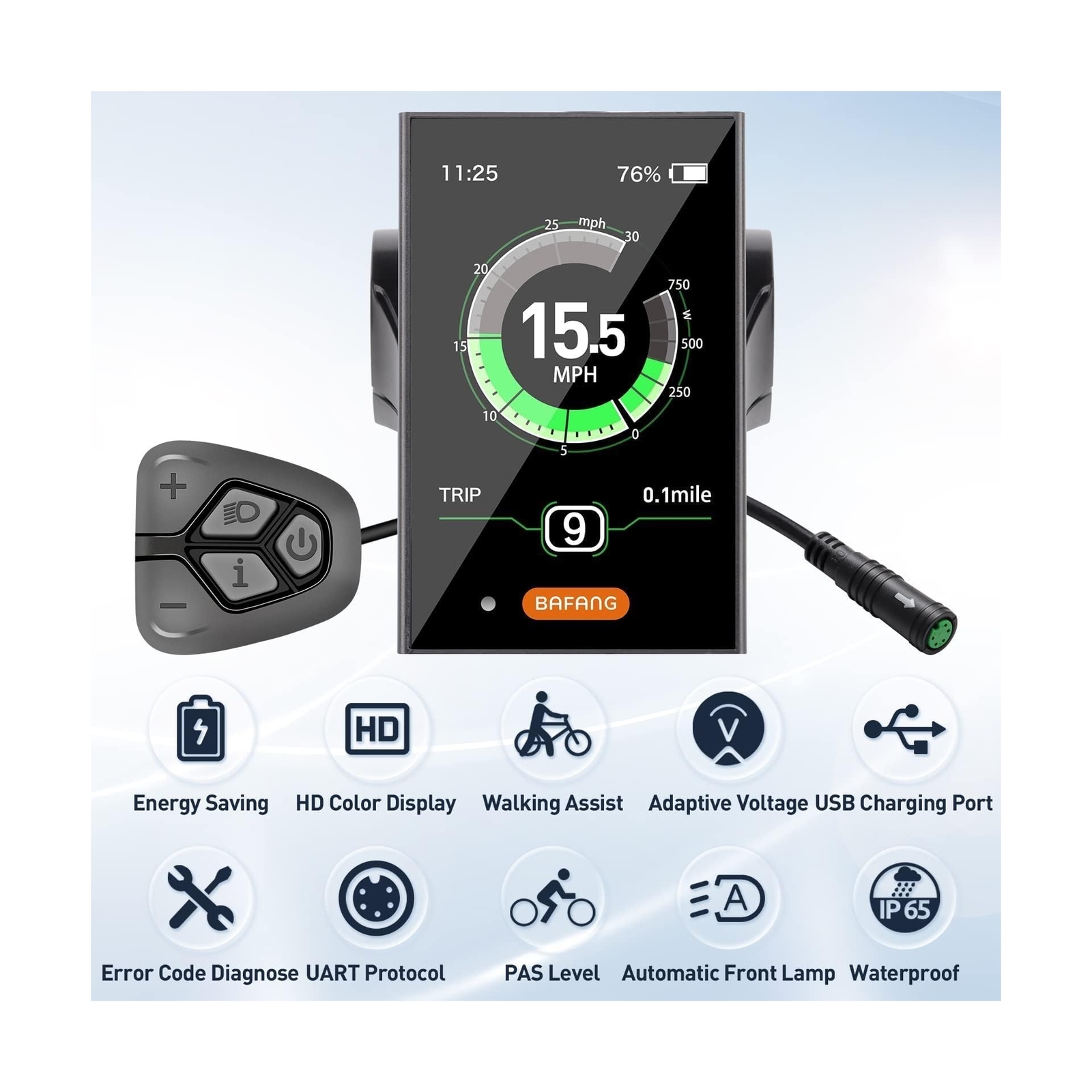 BAFANG 3.5in eBike Display DPC18 for BBS01B BBS02B BBSHD Mid Motor 0-9 Pedal …