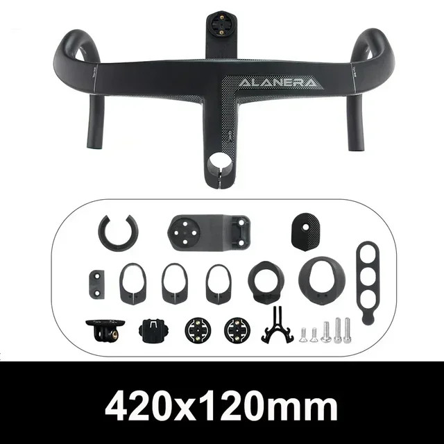 380-440mm Carbon Road Bike Internal Wiring Integrated Bar with Comput Holder