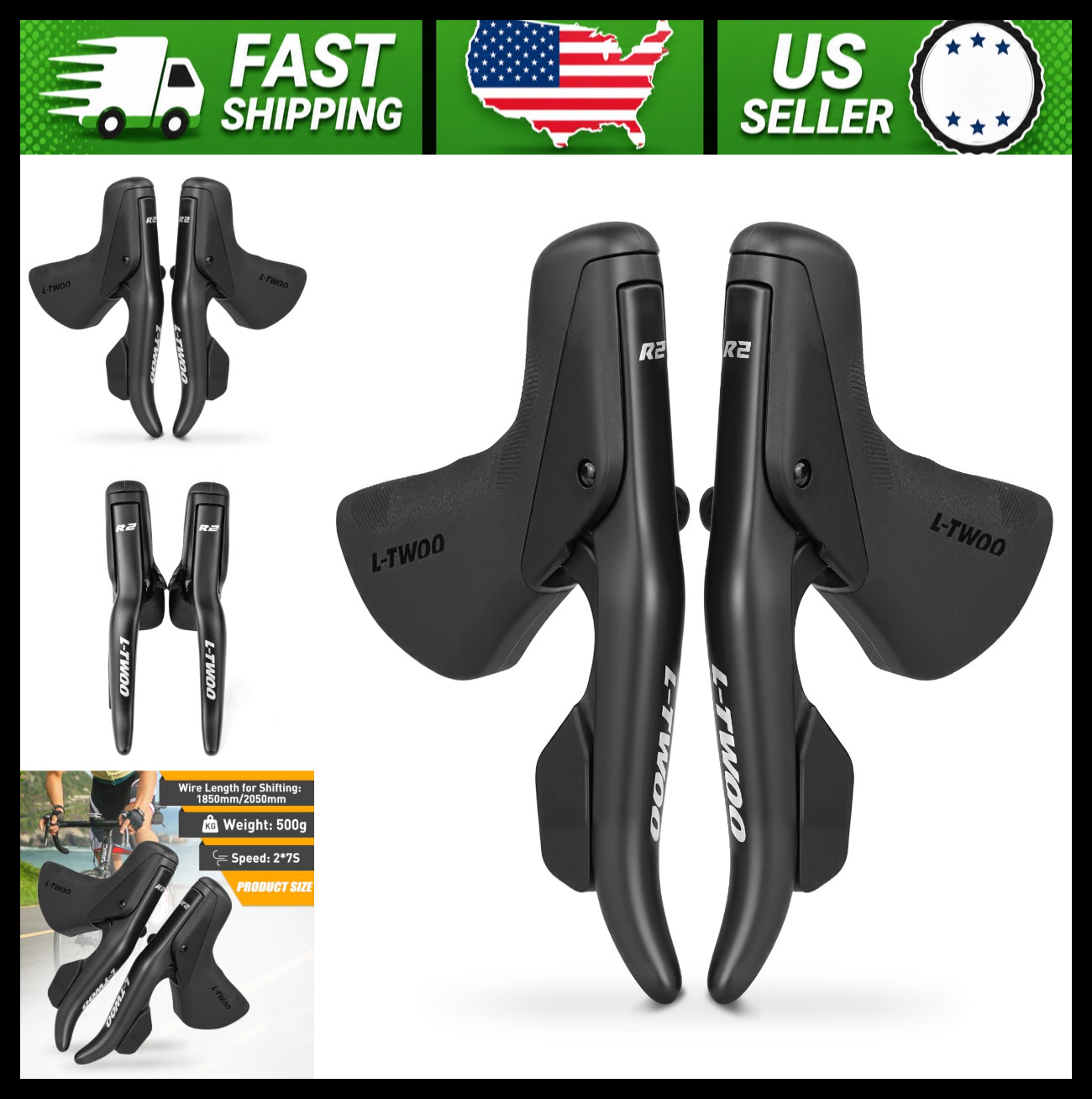 L-TWOO Road Bike Shift and Brake Levers 2×7 to 2×10 Speed Compatible Shimano