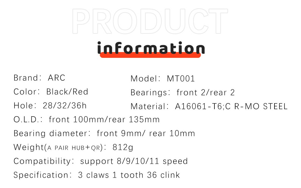 ARC MT001 Thunderous Hubs MTB 36H HG 7-11 Speed Shimano
