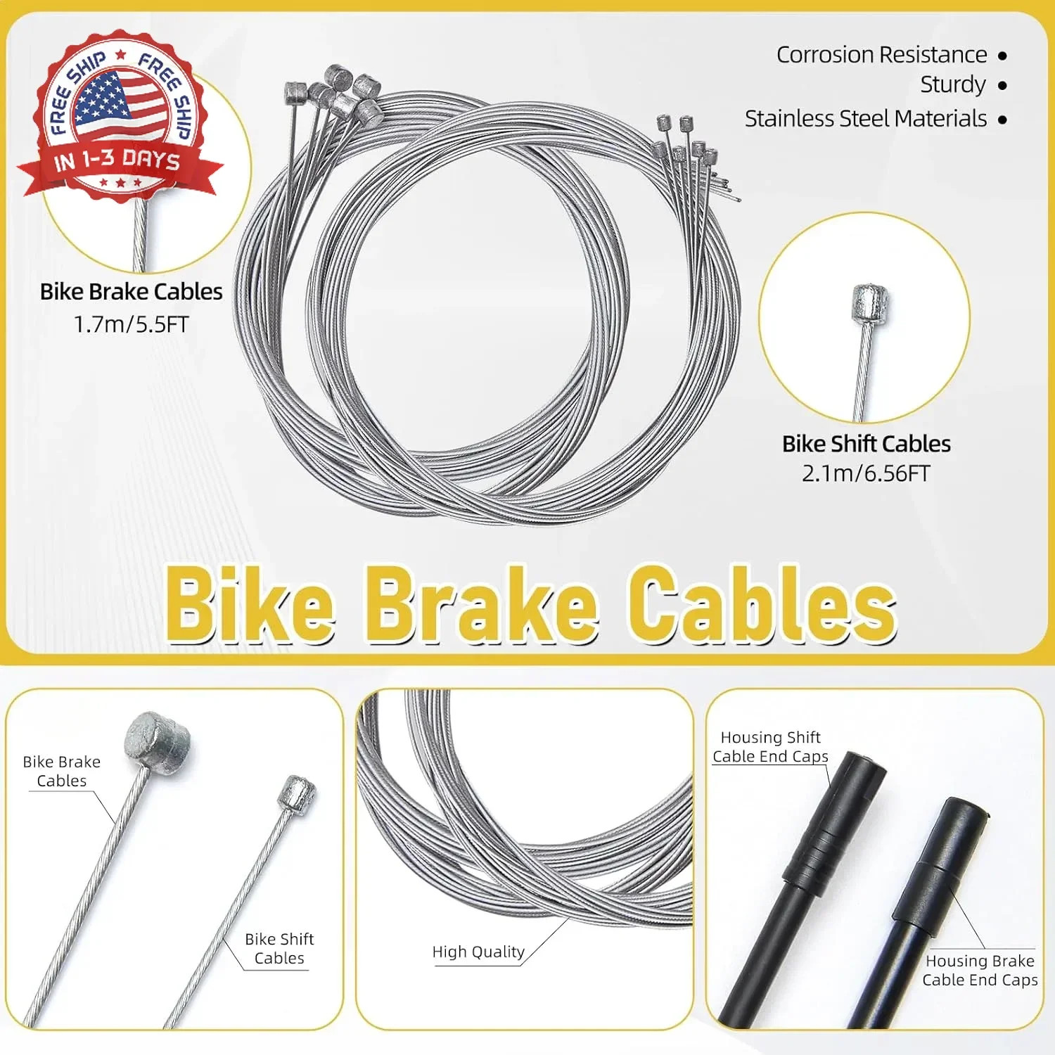 103Pcs Bike Brake Cable Kit with Stainless Steel Bike Cable Cutter,Brake Cable a