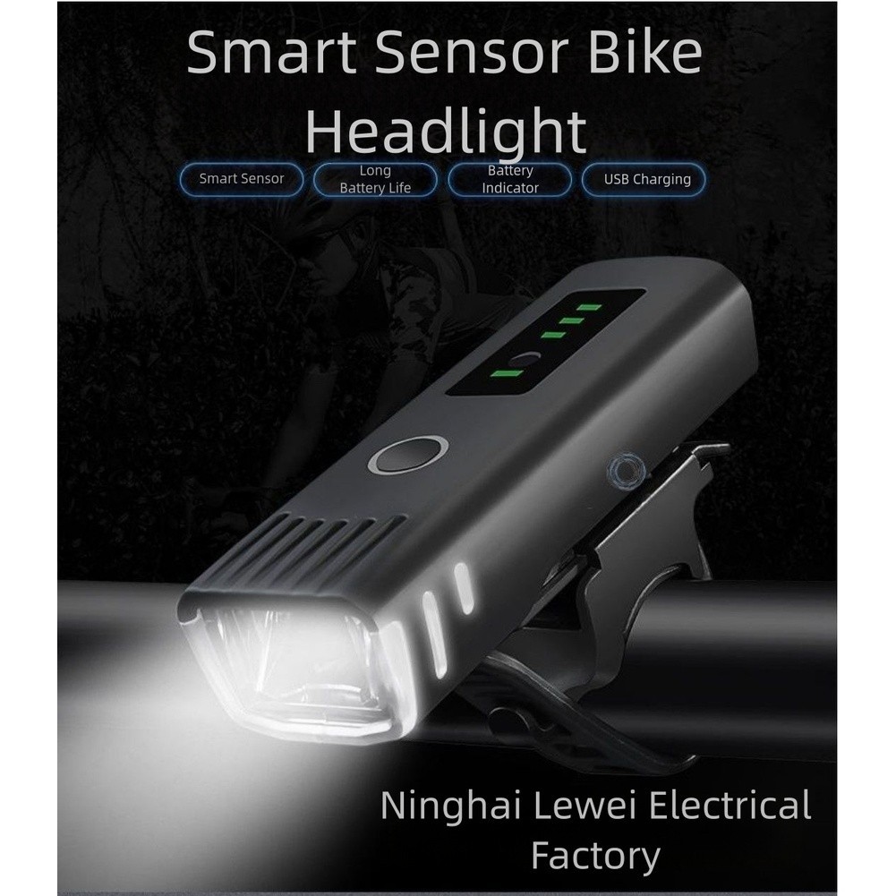 Smart Sensor Rechargeable Bike Light with Waterproof ABS Body and Auto Dimming