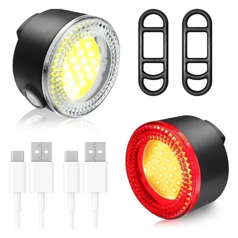 COB Bicycle Light Set 500 Lumens 4 Modes USB Rechargeable Lightweight 26g