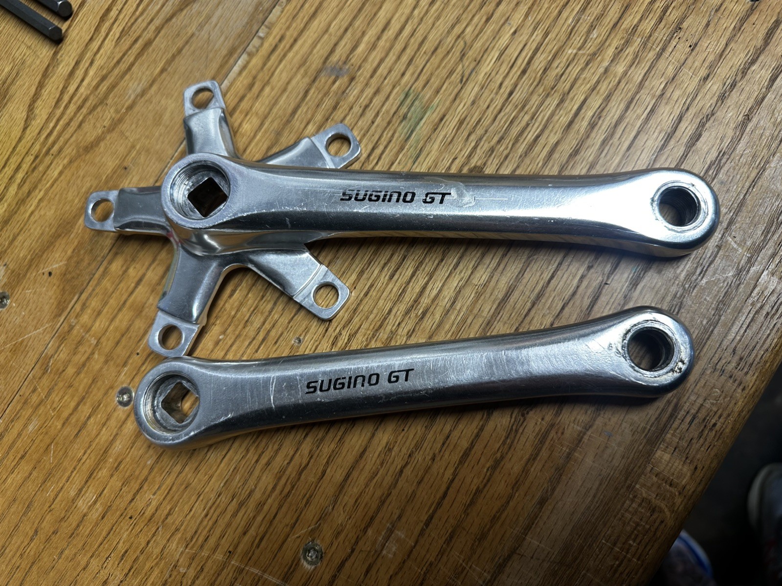 Vintage Sugino GT Crankset 170mm 110 BCD 1980s BMX Arms Silver Japan