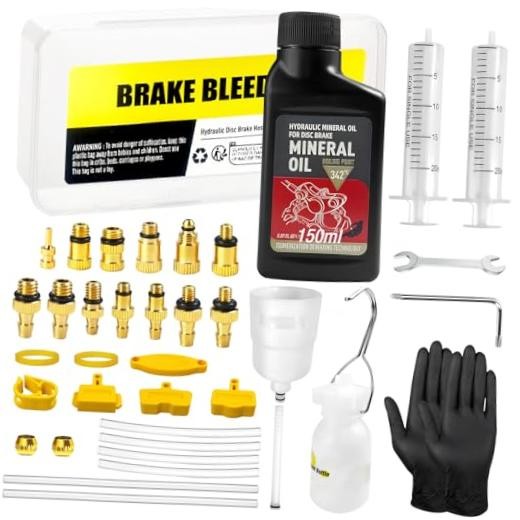 Brake Bleed Kit for Shimano, TEKTRO, TRP Hydraulic Disc Brakes, Mineral Oil Set