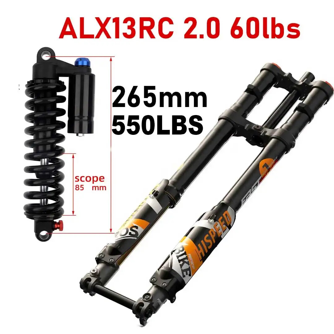 29/27.5er Electric Dirty Bike Front Suspension Air Fork 60lbs Rear Shock 265mm