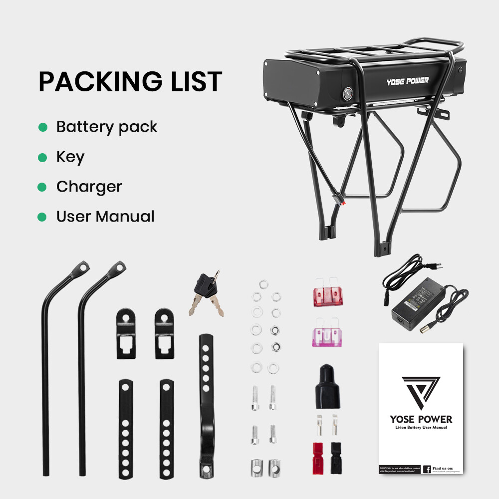 Rear Rack Electric Bike Battery 48V 20Ah Lithium Ebike Battery with Carrier
