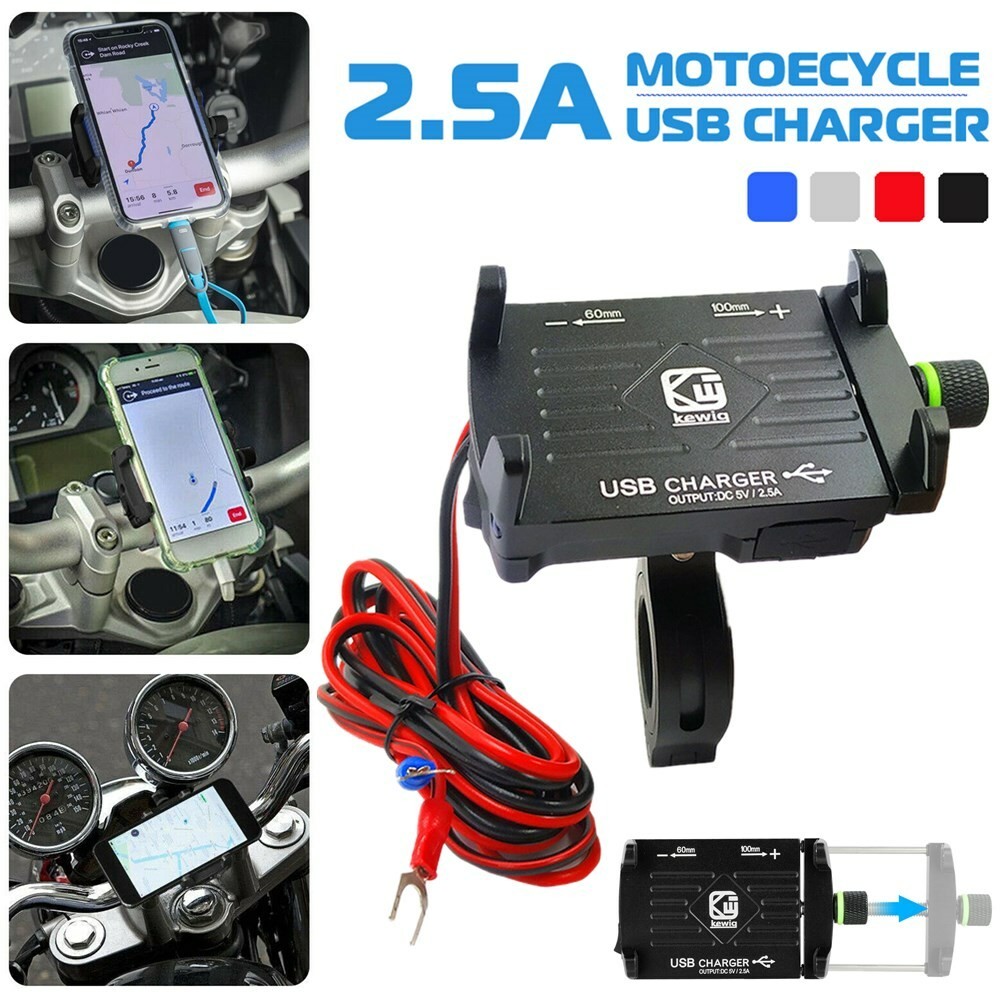 USB Aluminium Motorcycle Handlebar Cell Phone Mount Holder Bicycle GPS Bracket