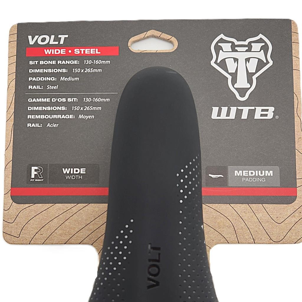 WTB Volt Wide Bicycle Saddle Unisex Seat – Steel Rails 150mm x 265mm Black