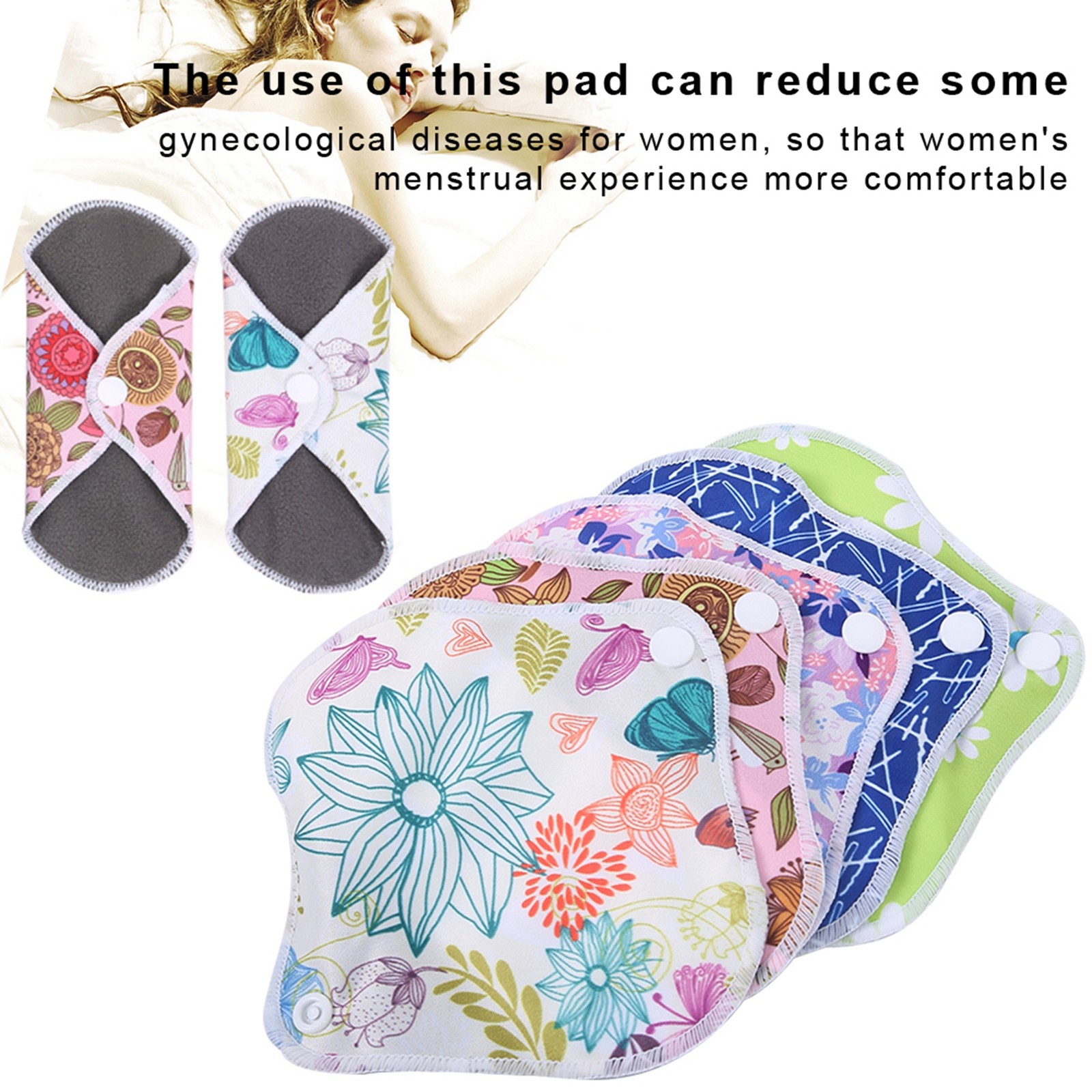 Menstrual Pad Reusable Waterproof Bamboo Charcoal Fiber Cloth Washable Women BEA