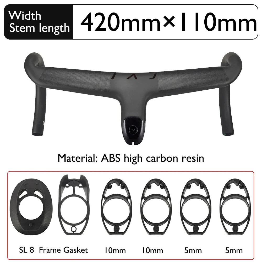Road Bike Carbo Handlebar 6 Degree Stem Internal Cable Routing Cockpit Di2