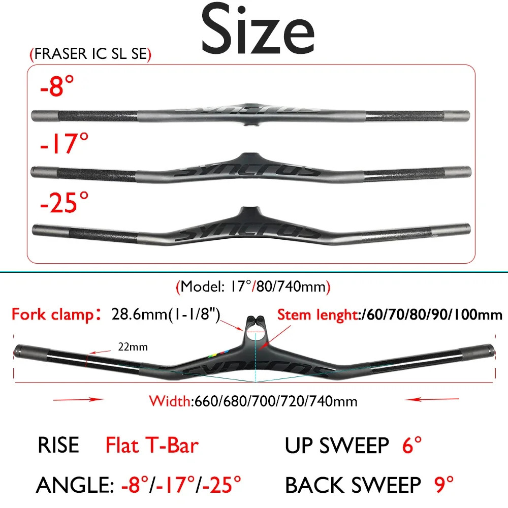 Carbon Mountain bike Integrated Handlebar -8° -17° -25° with Computer Mount