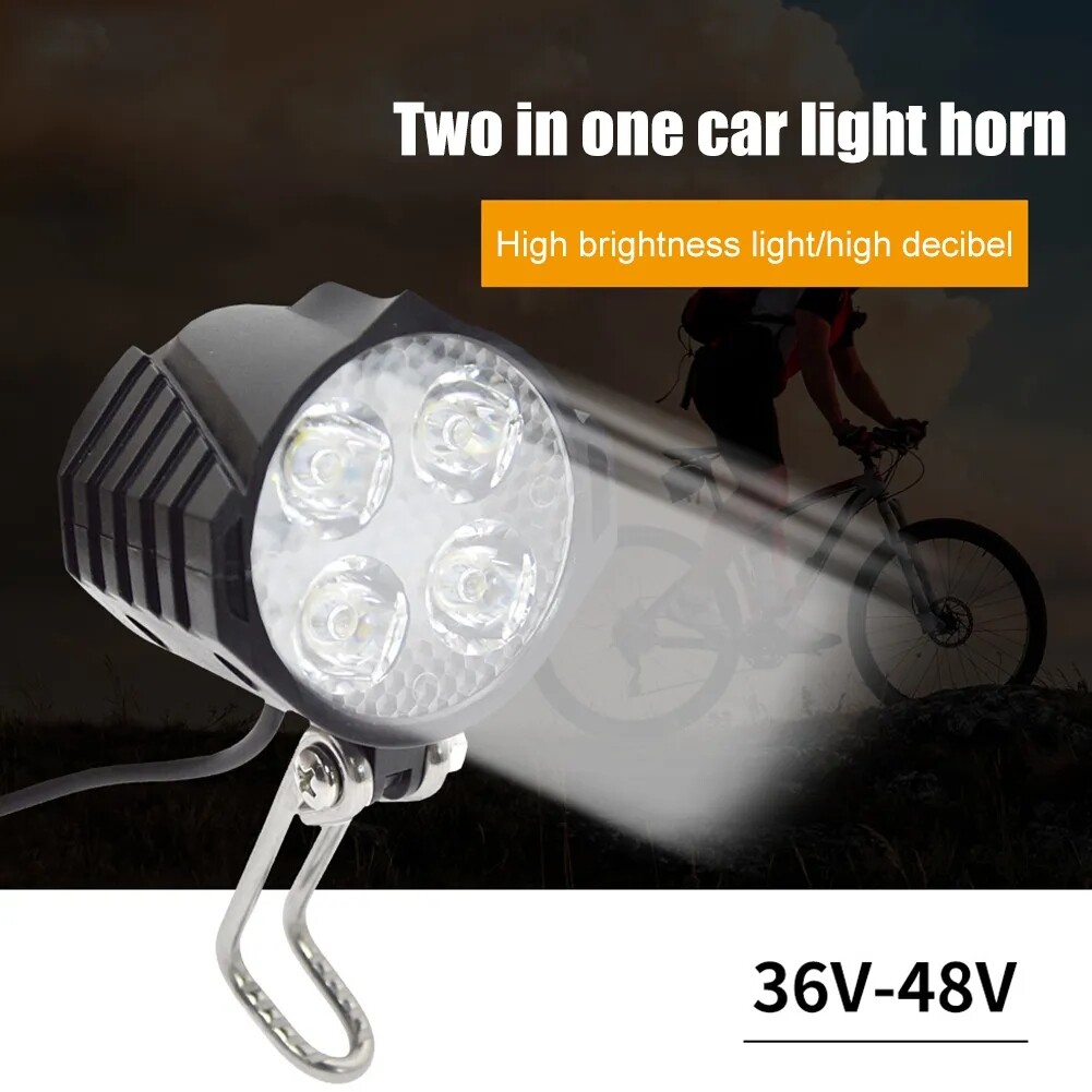 24V-48V E-Bike LED Headlight & Tail Light Set Horn Turn Signal Switch Button NEW