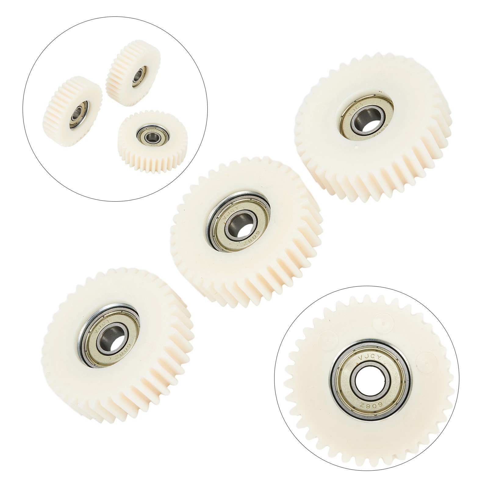 36T Gear Nylon Material Nylon Gear Wheel Hubs White Color With Bearings