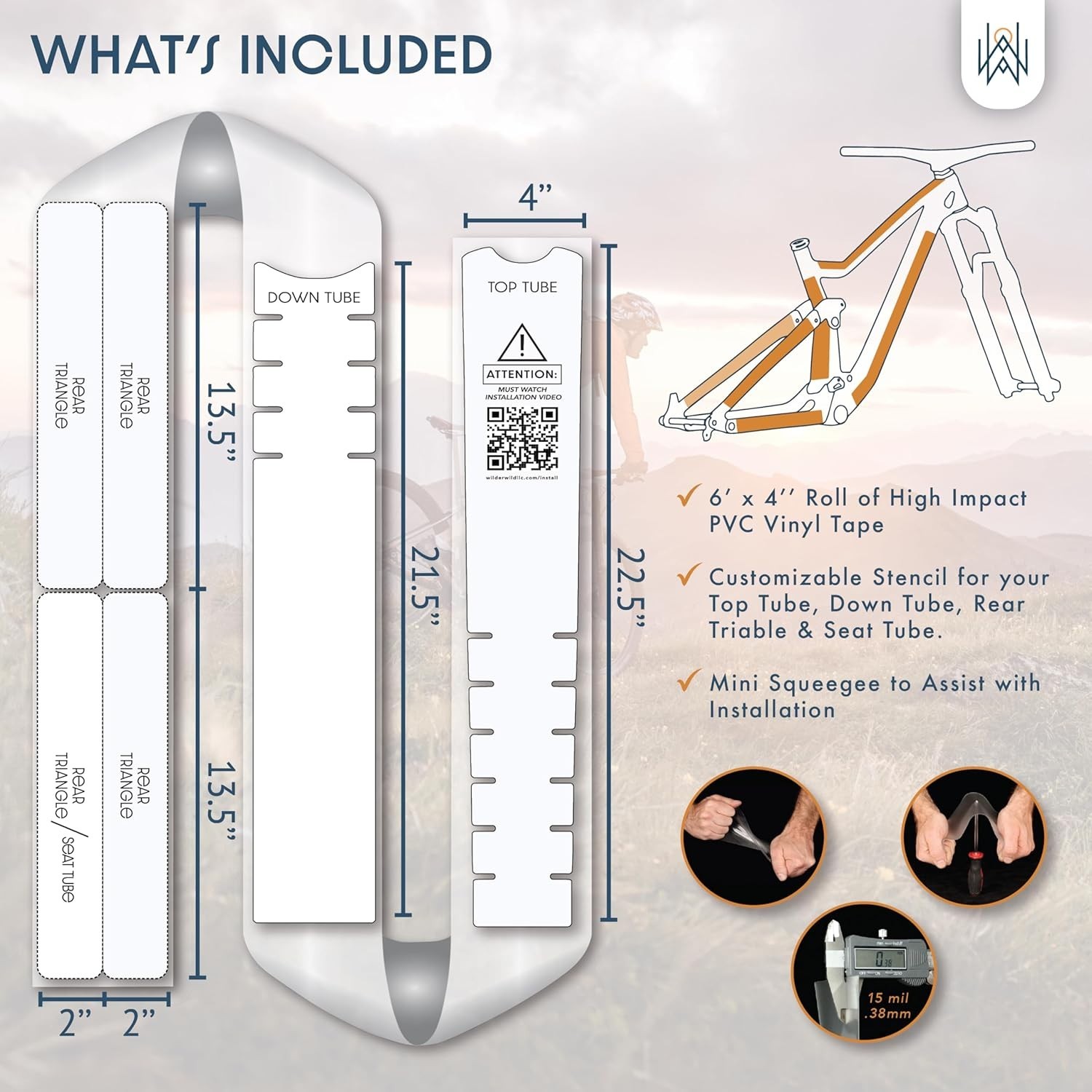 Bike Frame Protection Tape- High Impact Clear Vinyl Wrap Includes Tool 4”x72 …