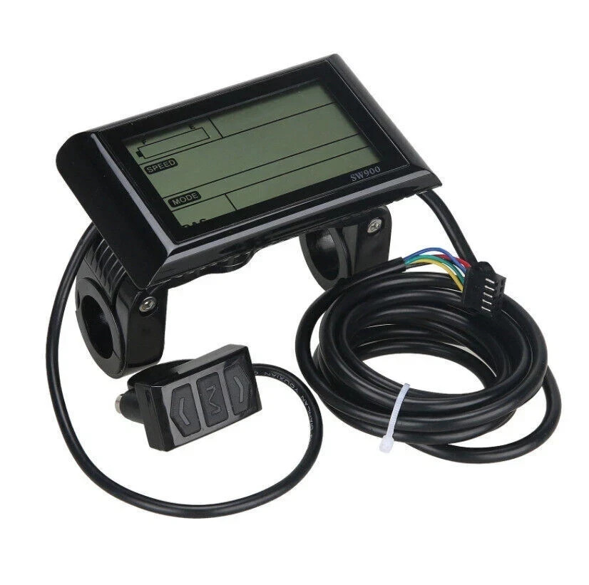 E-Bike SW900 LCD Display 24V/36V/48V/60V LCD Meter Panel Display SM/WP Plug