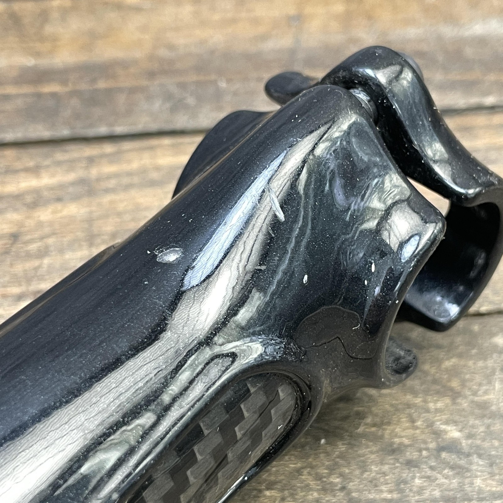 Bike Stem 1 1/8 Threadless Black Carbon Fiber Center 25.4 mm Clamp