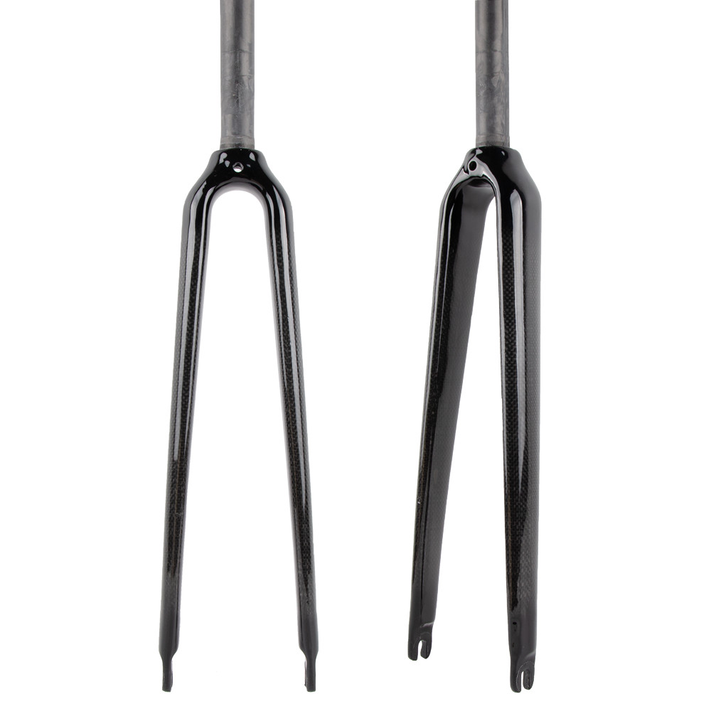 25.4mm Straight Tube Frok 3K Carbon Fiber Rigid Road Bike Fork 700C Rim Brack QR