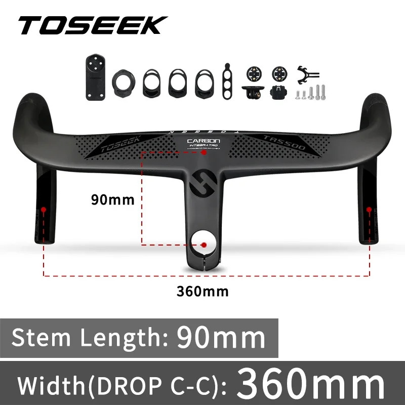 Bicycle Drop Bar Carbon Integrated Handlebar 28.6mm with Bike Computer Holder
