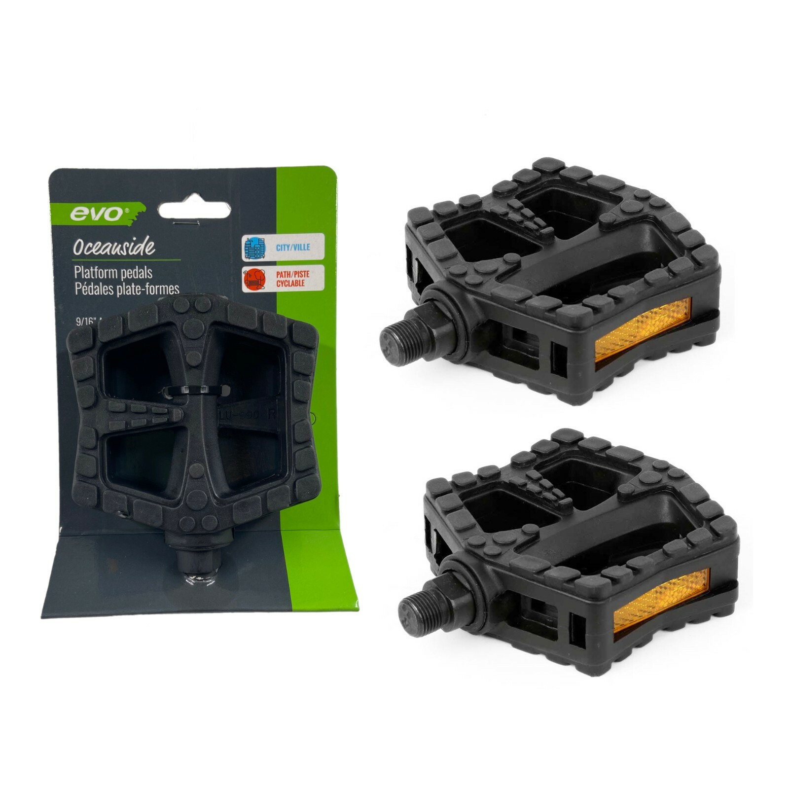 EVO Oceanside 9/16″ Composite Nylon Bike Platform Universal Black Pedals