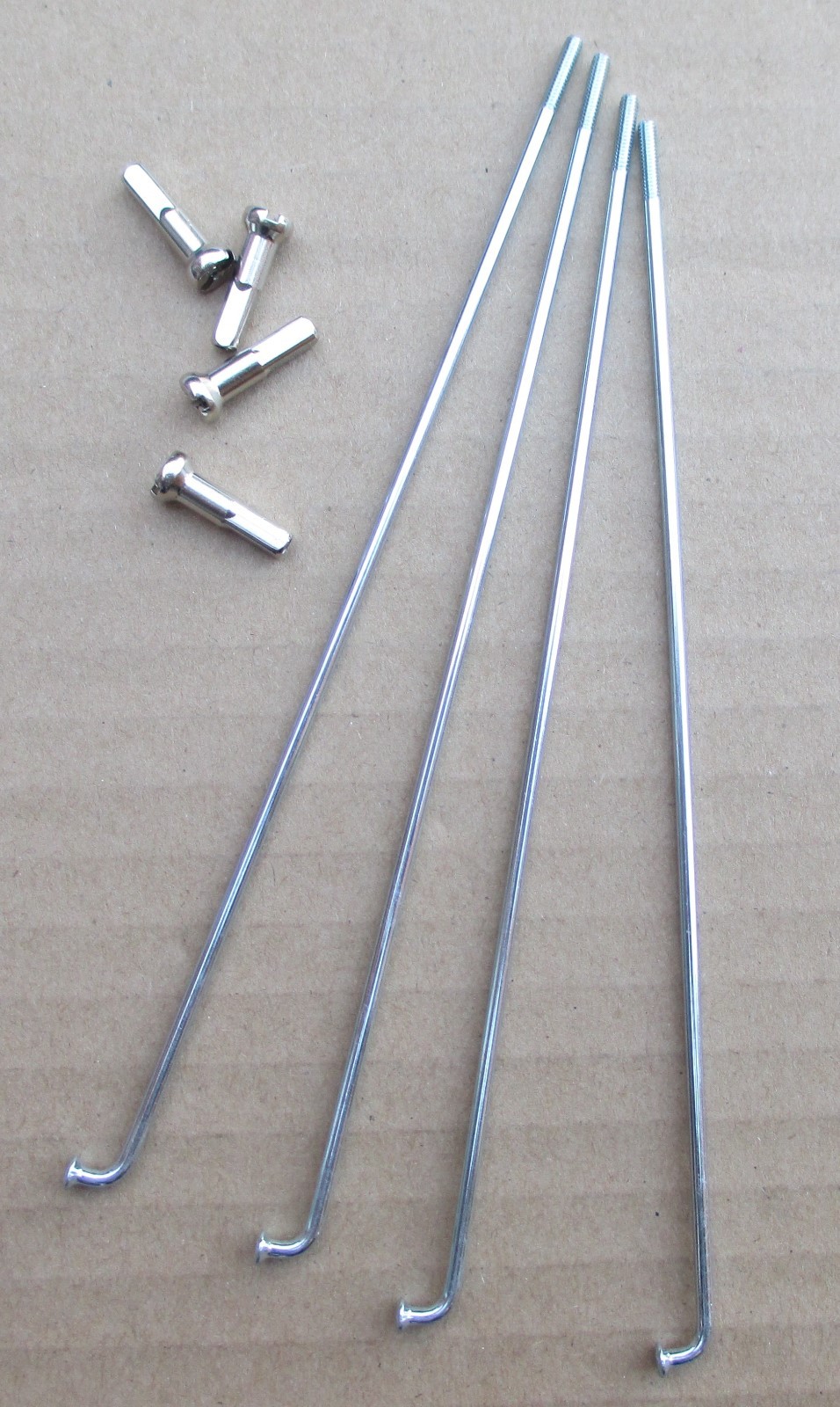 Bicycle Spokes 14g Steel Chrome with 16mm Long Nipples Various Sizes Sold by 4’s