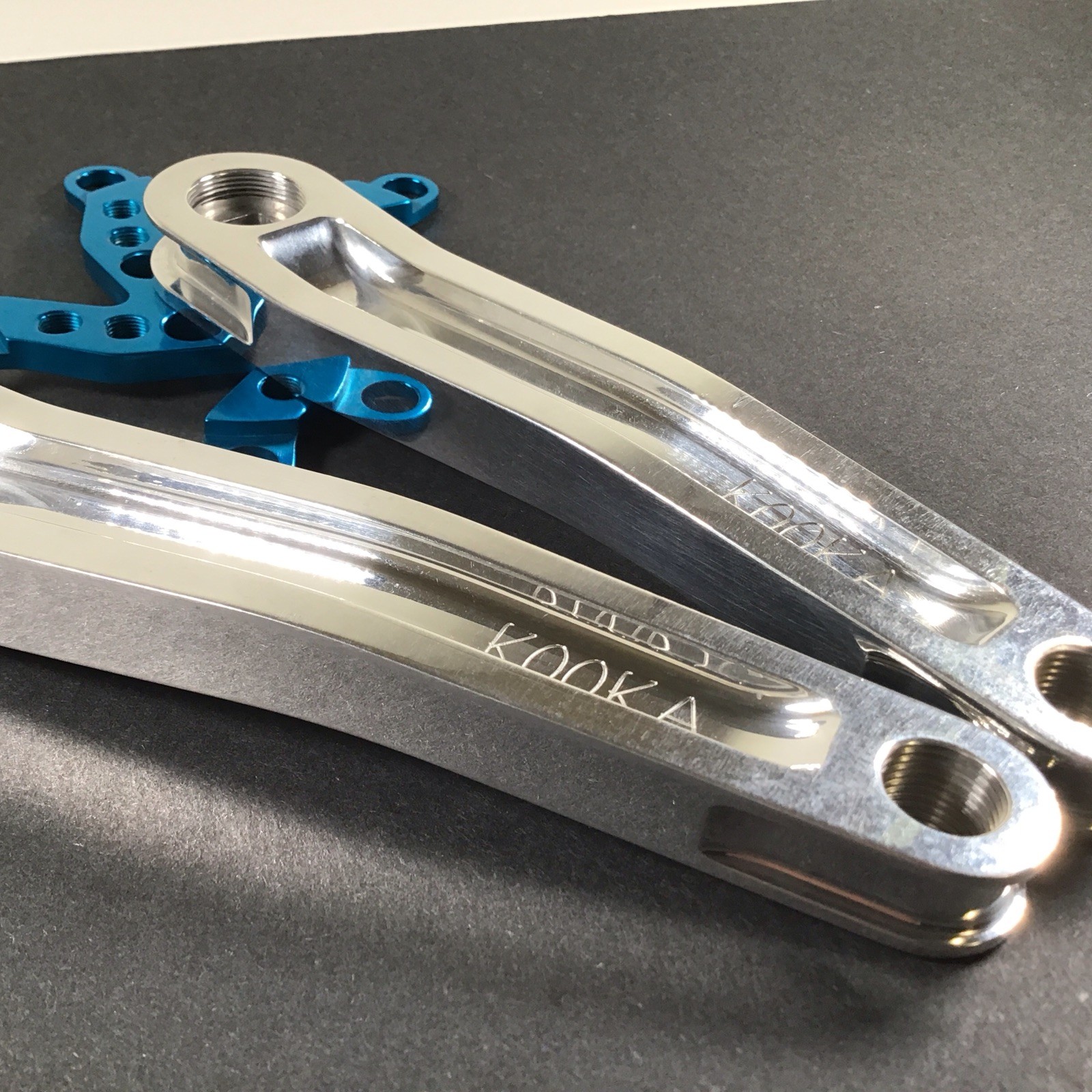 Kooka Crank Arm Set Silver/Blue 170mm 74/110 NOS Vintage MTB Grafton Yeti Klein