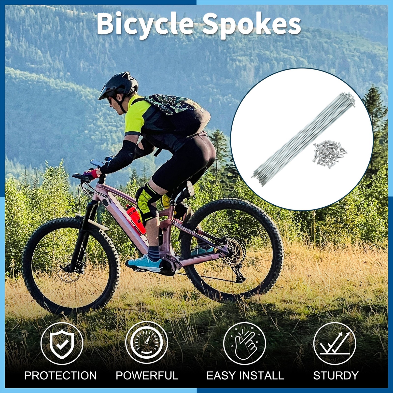 1Set 14G 243mm Length Bicycle Spokes Nipple Carbon Steel Galvanized Universal