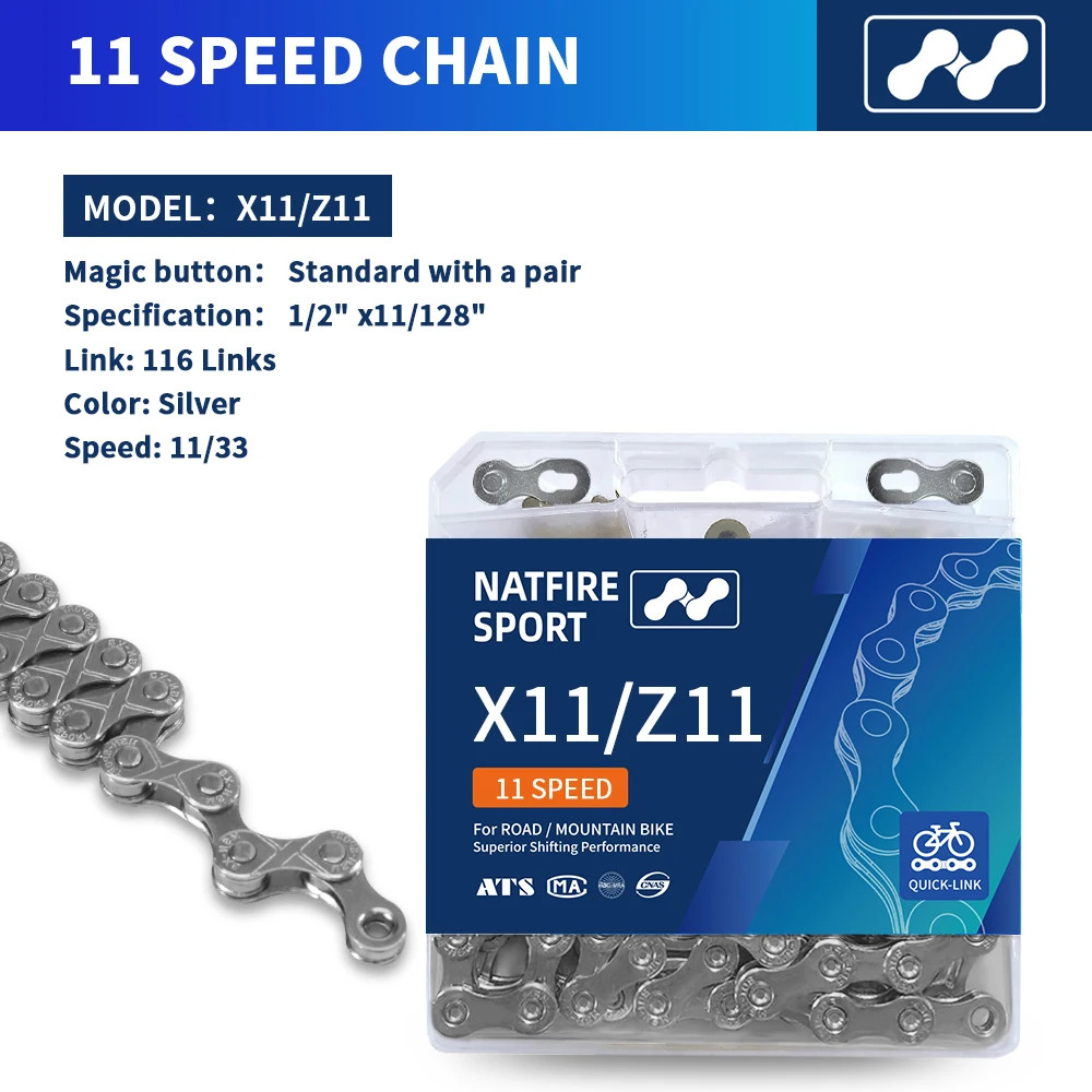 NATFIRE Bike Chain 6/7/8/9/10/11/12 Speed 116 Links Silver Gold MTB Road Bicycle