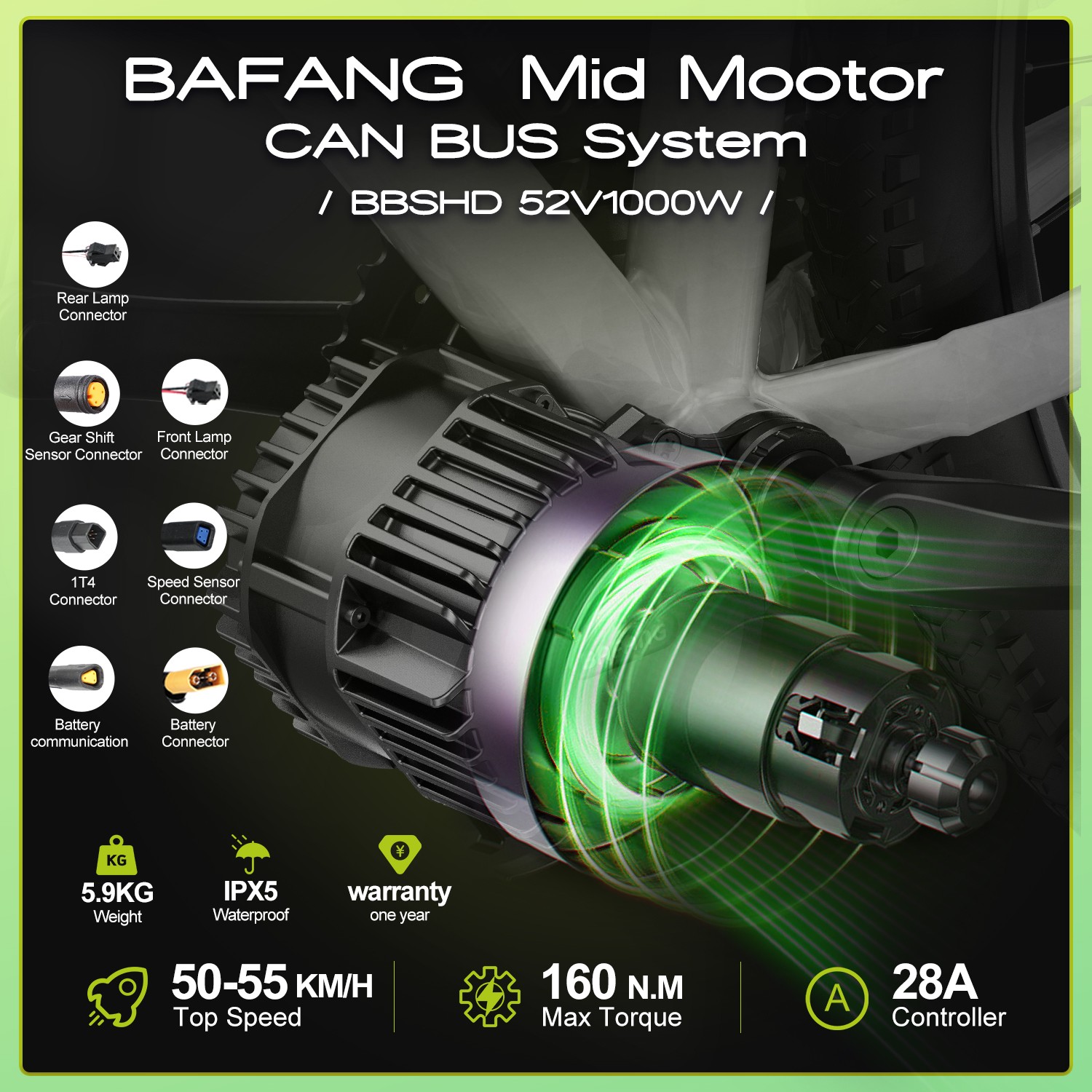 BAFANG 52V1000W CANBUS Mid Drive Kit BBSHD 68-73MM Ebike Conversion Motor Kits