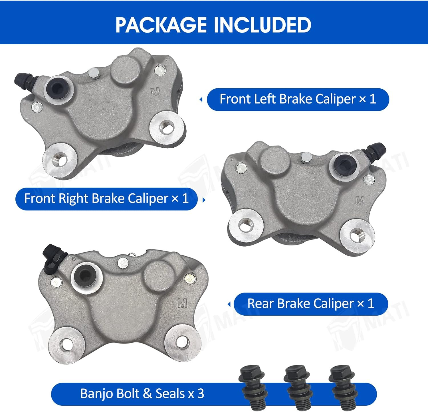 Front Left Right & Rear Brake Calipers for Arctic Cat ATV 250 300 375 400 454 50
