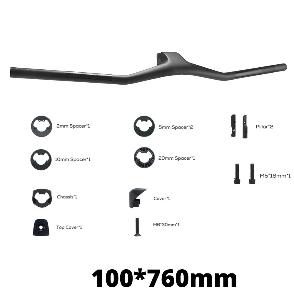 Full Carbon 740MM -40° Integrated MTB Bicycle Handlebar 70-100mm Matte Riser Bar