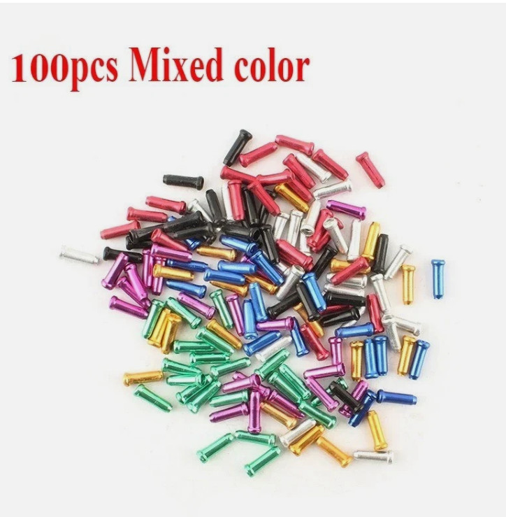 New 50 Pcs Aluminum Bike Bicycle Shifter Brake Cable Tips Caps Ends Crimps