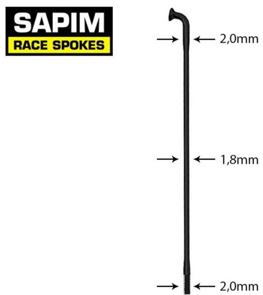 SAPIM RACE Spokes – 10-Pack – BLACK Butted J-Bend NEW, includes FREE nipples